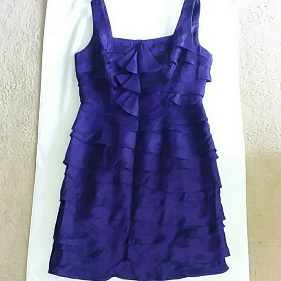London Times Royal Purple Ruffled Dress - Picture 1 of 6